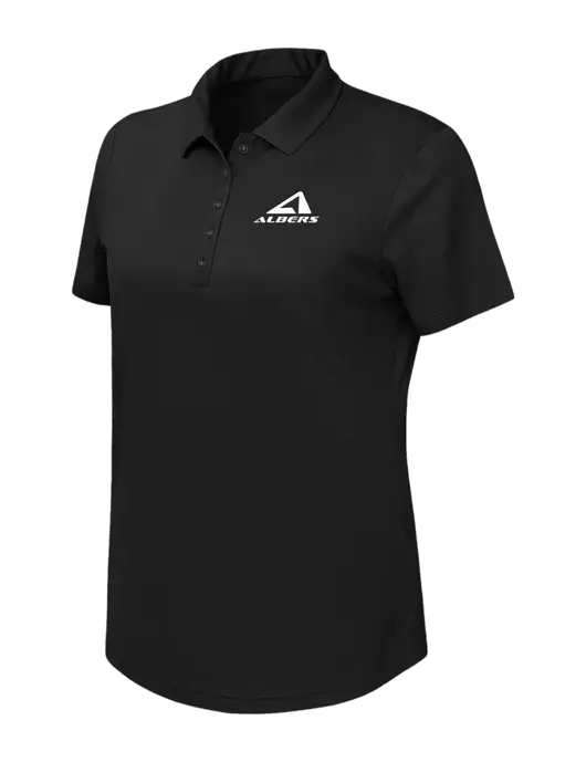 Callaway Womens Birdseye Black Polo w/Albers Aerospace Logo