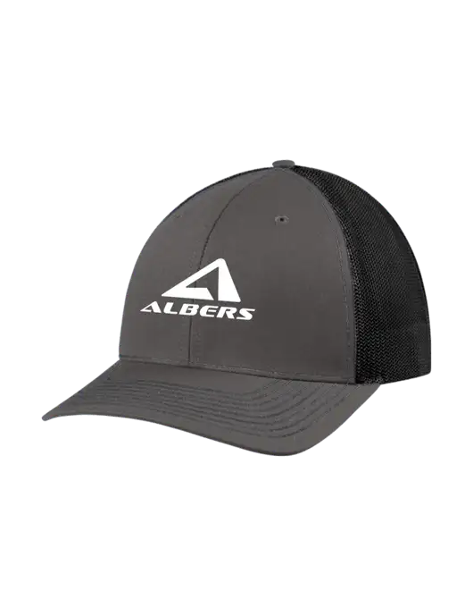 Richardson Adjustable Snapback Original 112 Trucker Cap Dark Grey w/Black Mesh w/Albers Aerospace Logo