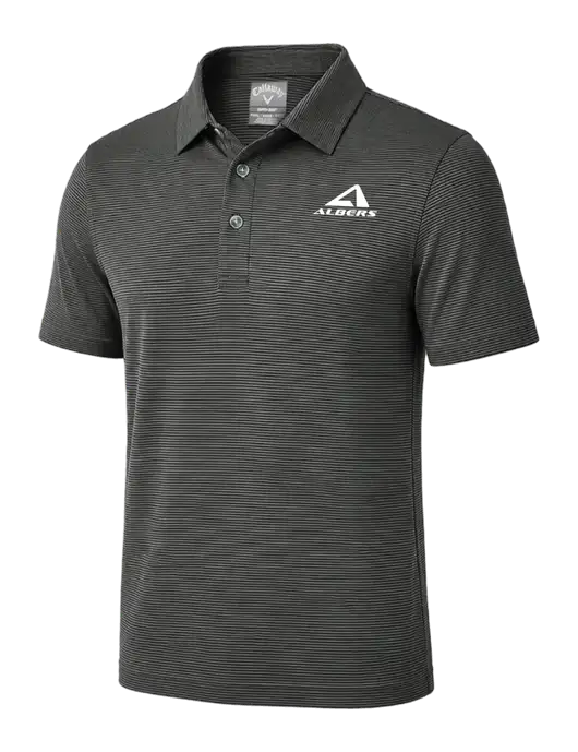 Callaway Black Fine Line Stripe Polo w/Albers Aerospace Logo