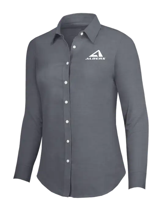 Dark Grey Womens SuperPro Oxford Shirt w/Albers Aerospace Logo