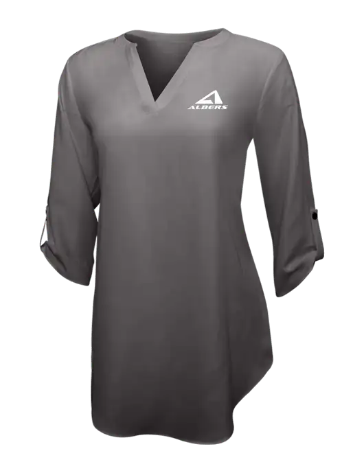 Dark Grey Womens 3/4 Sleeve Tunic Blouse w/Albers Aerospace Logo