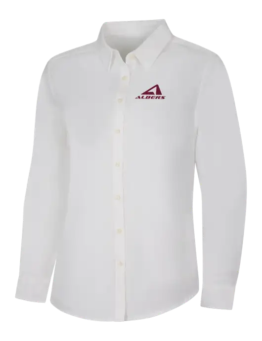 Womens White Long Sleeve Superpro React Twill Shirt w/Albers Aerospace Logo