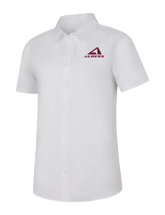 Womens White Short Sleeve Superpro React Twill Shirt w/Albers Aerospace Logo