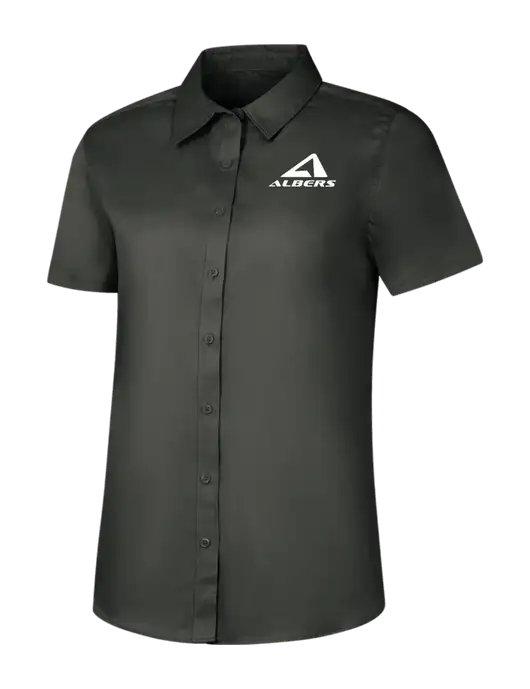 Womens Dark Grey Short Sleeve Superpro React Twill Shirt w/Albers Aerospace Logo