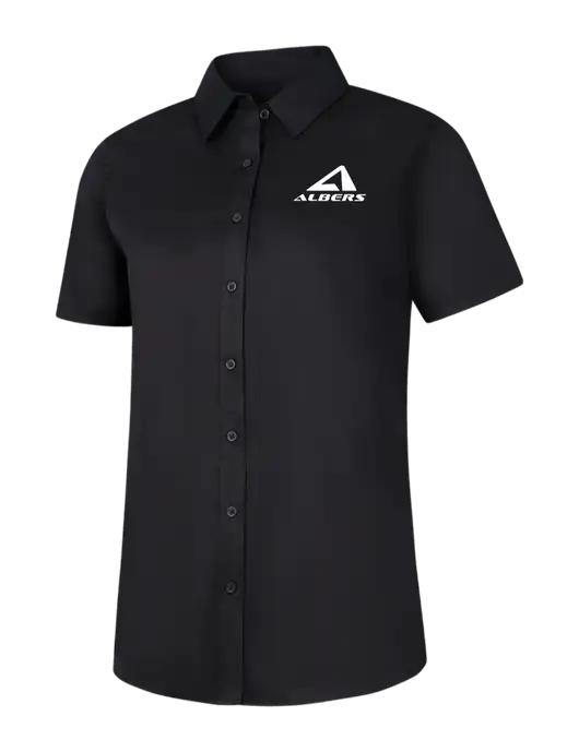 Womens Black Short Sleeve Superpro React Twill Shirt w/Albers Aerospace Logo
