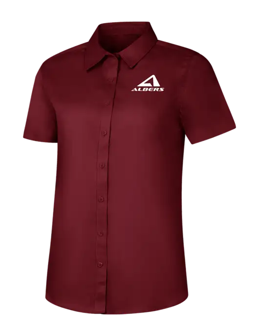 Womens Maroon Short Sleeve Superpro React Twill Shirt w/Albers Aerospace Logo