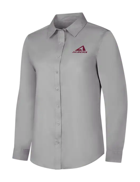 Light Grey Womens Long Sleeve Superpro React Twill Shirt w/Albers Aerospace Logo