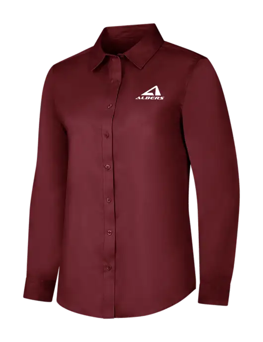 Maroon Womens Long Sleeve Superpro React Twill Shirt w/Albers Aerospace Logo