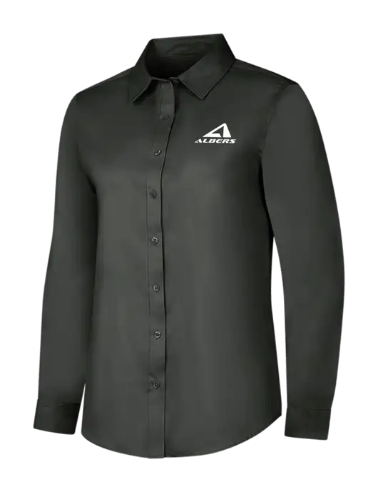 Dark Grey Womens Long Sleeve Superpro React Twill Shirt w/Albers Aerospace Logo
