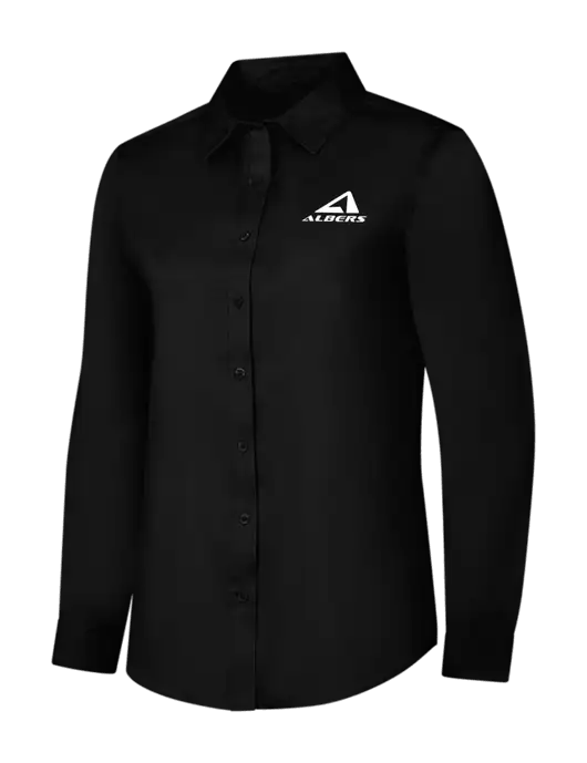 Womens Black Long Sleeve Superpro React Twill Shirt w/Albers Aerospace Logo