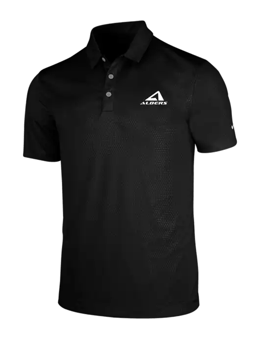 NIKE Black Dri-Fit Embossed Tri-Blade Polo w/Albers Aerospace Logo