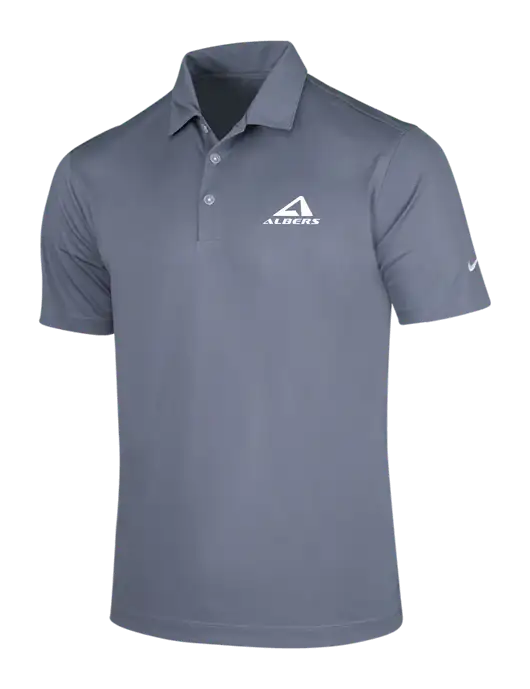 NIKE Medium Grey Dri-Fit Vertical Mesh Polo w/Albers Aerospace Logo