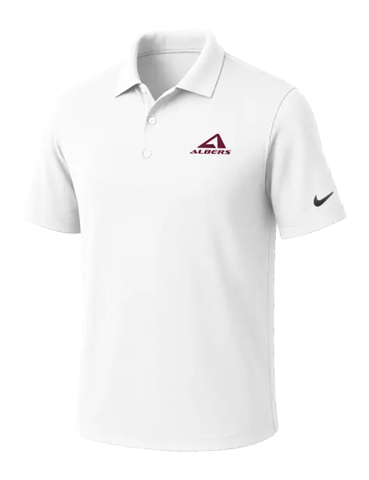 NIKE White Dri-Fit Micro Pique Polo w/Albers Aerospace Logo