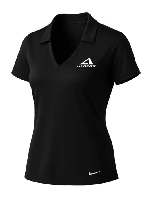 NIKE Black Womens Dri-Fit Vertical Mesh Polo w/Albers Aerospace Logo