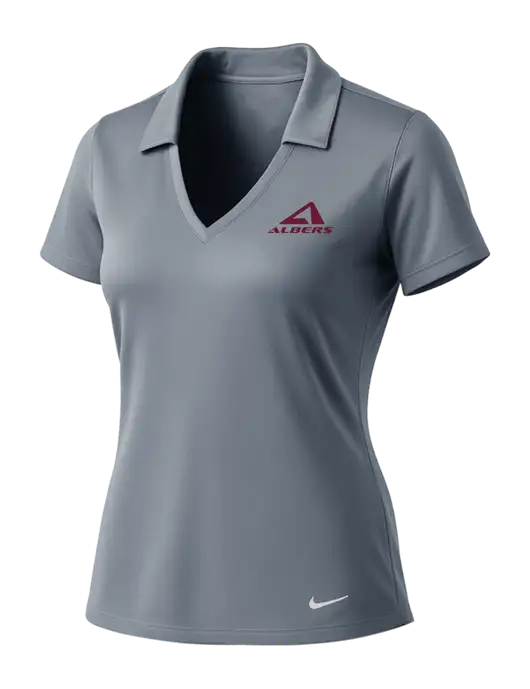 NIKE Medium Grey Womens Dri-Fit Vertical Mesh Polo w/Albers Aerospace Logo