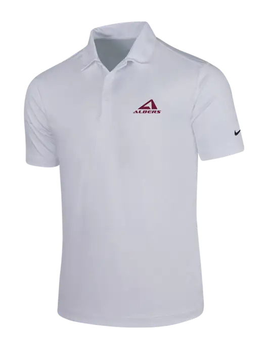 NIKE White Dri-Fit Vertical Mesh Polo w/Albers Aerospace Logo