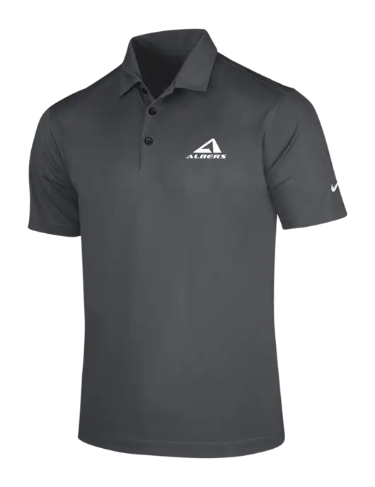 NIKE Dark Grey Dri-Fit Vertical Mesh Polo w/Albers Aerospace Logo