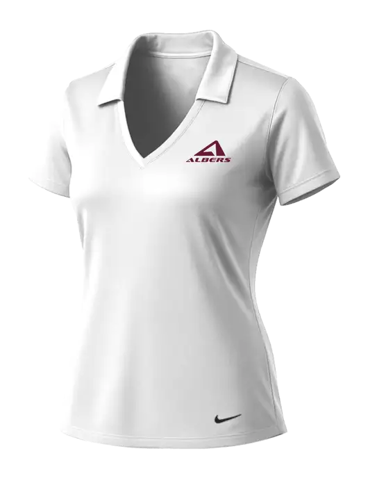NIKE White Womens Dri-Fit Vertical Mesh Polo w/Albers Aerospace Logo