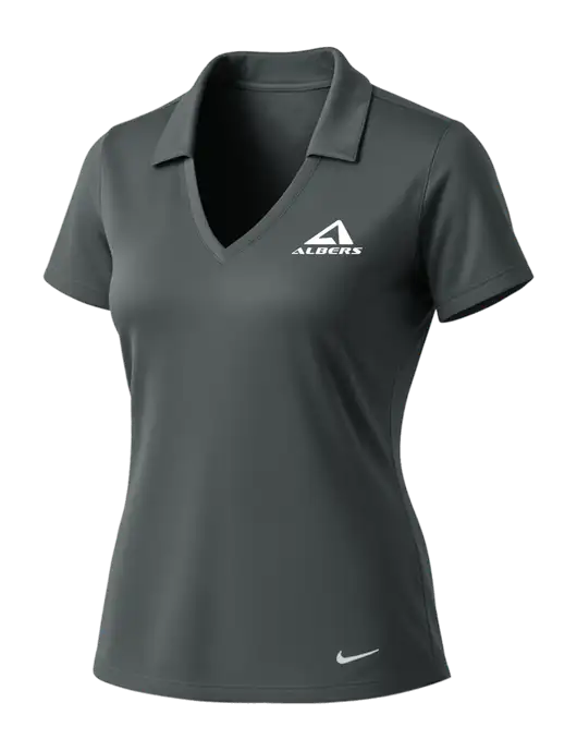 NIKE Dark Grey Womens Dri-Fit Vertical Mesh Polo w/Albers Aerospace Logo