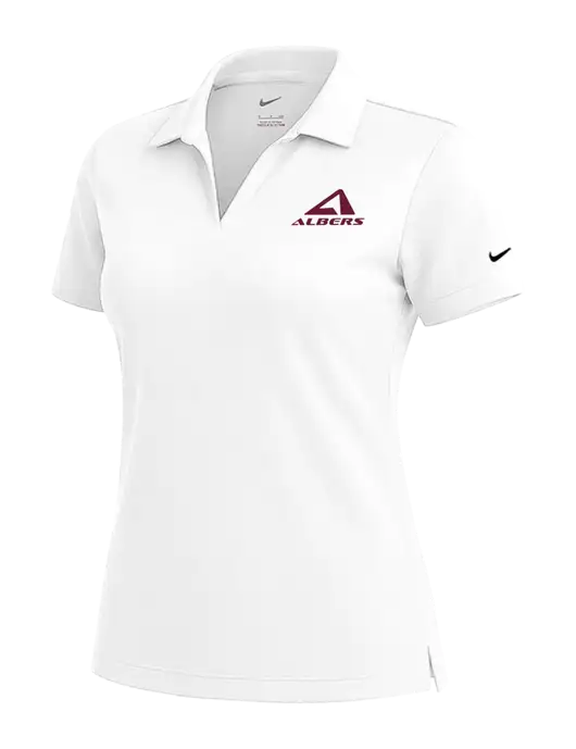 NIKE White Womens Dri-Fit Micro Pique Polo w/Albers Aerospace Logo