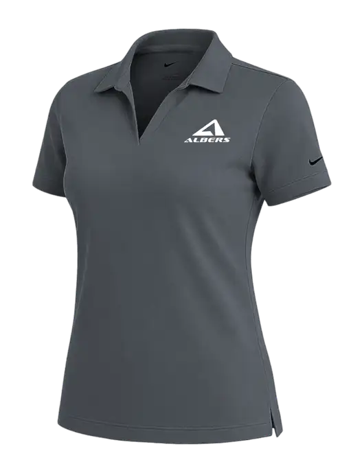 NIKE Dark Grey Womens Dri-Fit Micro Pique Polo w/Albers Aerospace Logo