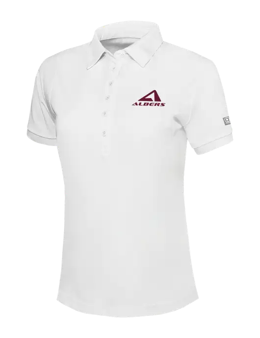 OGIO Womens Bright White Jewel Polo w/Albers Aerospace Logo