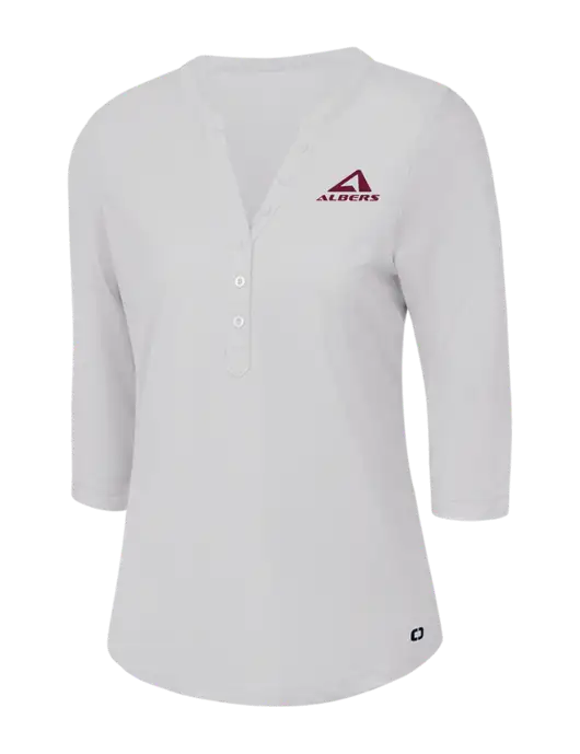 OGIO Bright White Jewel Henley w/Albers Aerospace Logo