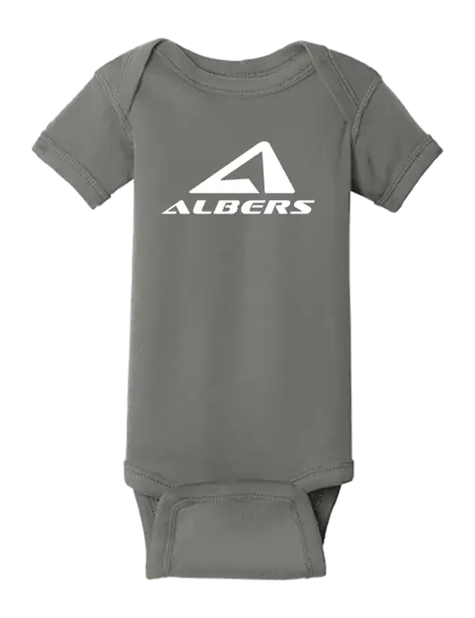 Rabbit Skins Charcoal Infant Short Sleeve Baby Rib Bodysuit w/Albers Aerospace Logo