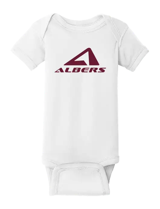 Rabbit Skins White Infant Short Sleeve Baby Rib Bodysuit w/Albers Aerospace Logo