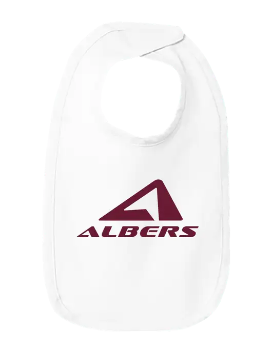 Rabbit Skins White Infant Premium Jersey Bib w/Albers Aerospace Logo