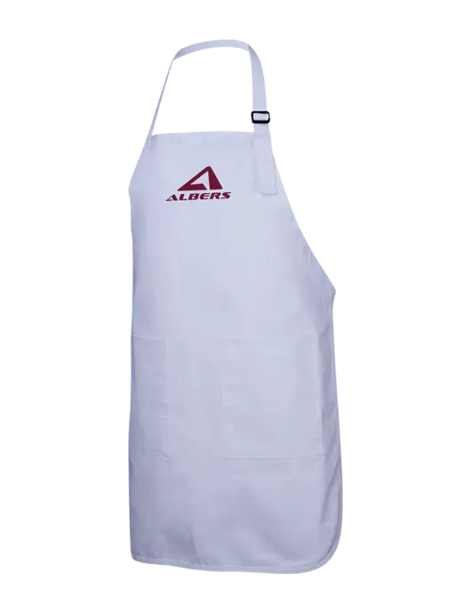 Full-Length White Apron With Pockets w/Albers Aerospace Logo