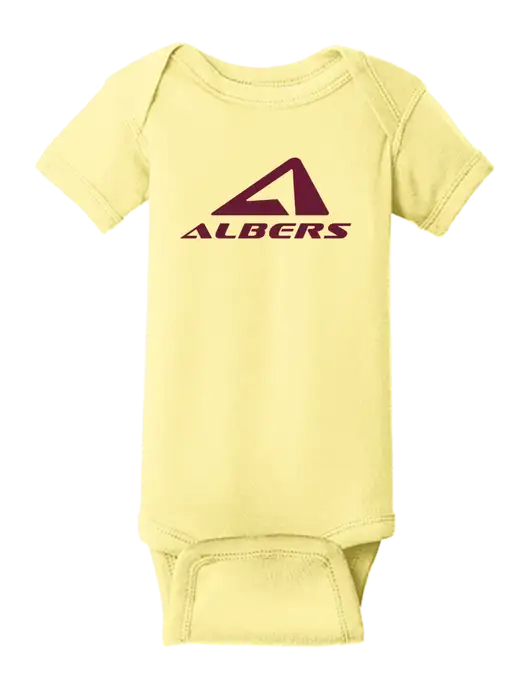 Rabbit Skins Banana Infant Short Sleeve Baby Rib Bodysuit w/Albers Aerospace Logo