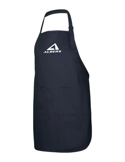Full-Length Black Apron With Pockets w/Albers Aerospace Logo