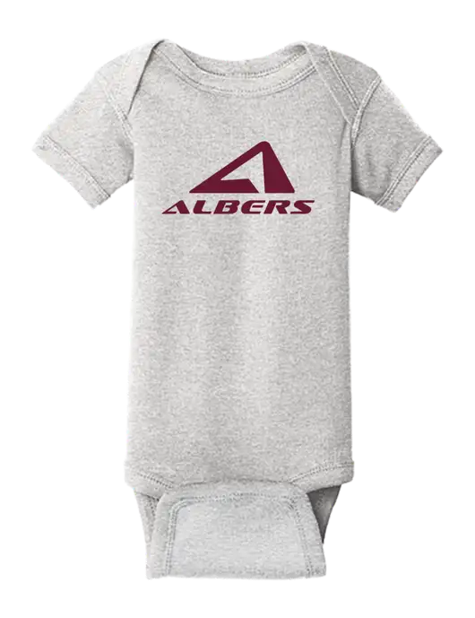 Rabbit Skins Light Grey Heather Infant Short Sleeve Baby Rib Bodysuit w/Albers Aerospace Logo