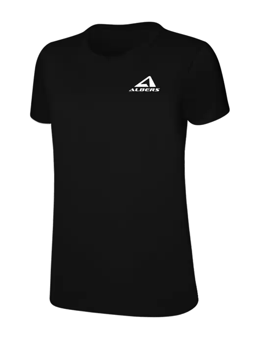 Womens Ring Spun Jet Black 4.5 oz T-Shirt w/Albers Aerospace Logo
