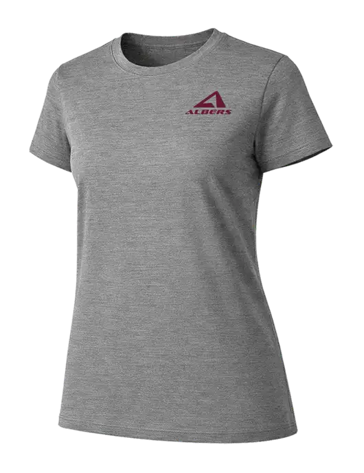 Womens Ring Spun Light Grey Heather 4.5 oz T-Shirt w/Albers Aerospace Logo