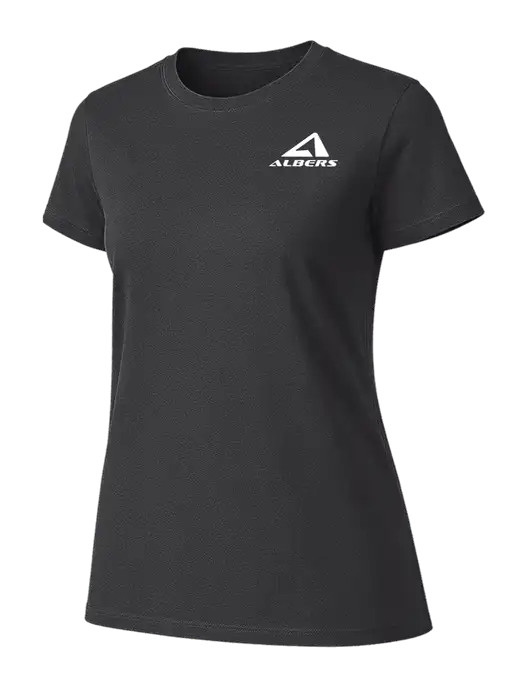 Womens Ring Spun Charcoal 4.5 oz T-Shirt w/Albers Aerospace Logo