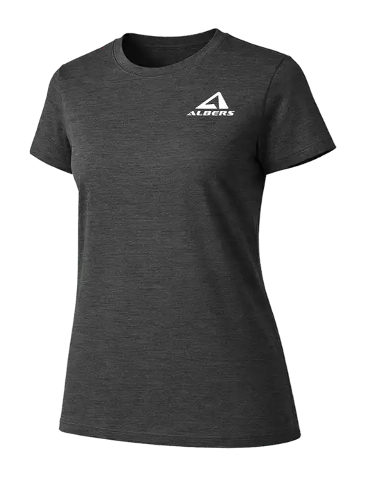 Womens Ring Spun Dark Heather Grey 4.5 oz T-Shirt w/Albers Aerospace Logo