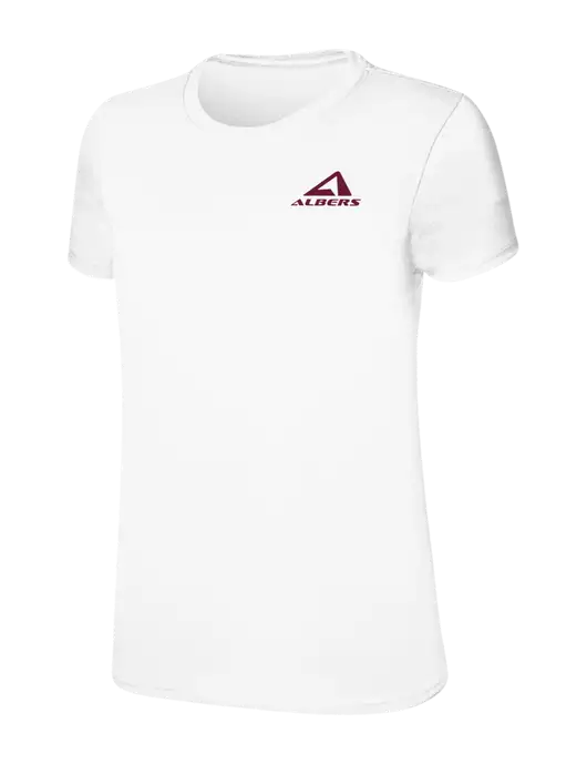 Womens Ring Spun White 4.5 oz T-Shirt w/Albers Aerospace Logo