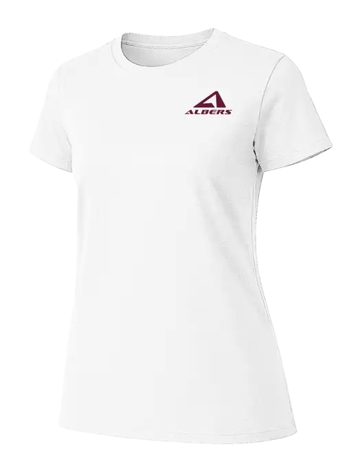 Womens Ring Spun White 4.5 oz T-Shirt w/Albers Aerospace Logo