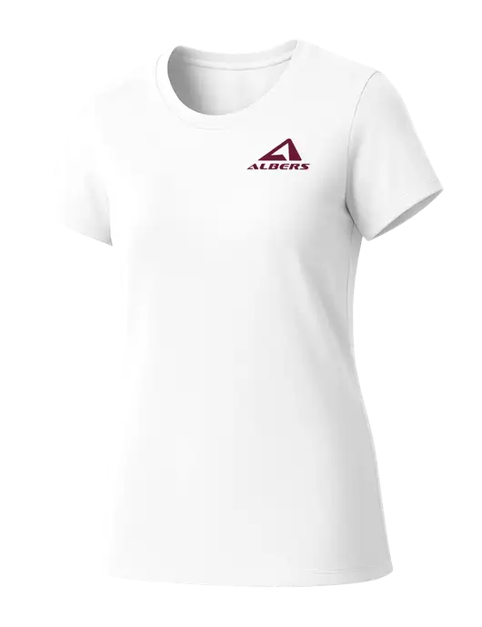 Womens Seriously Soft White T-Shirt w/Albers Aerospace Logo
