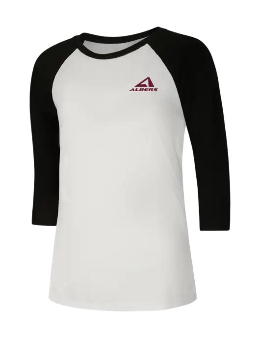 Womens Simply Soft 3/4 Sleeve Black/White Ring Spun Cotton T-Shirt w/Albers Aerospace Logo