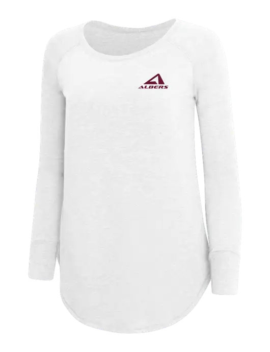 Womens Perfect Wide Collar Tunic Tri-Blend White 4.5 oz T-Shirt w/Albers Aerospace Logo