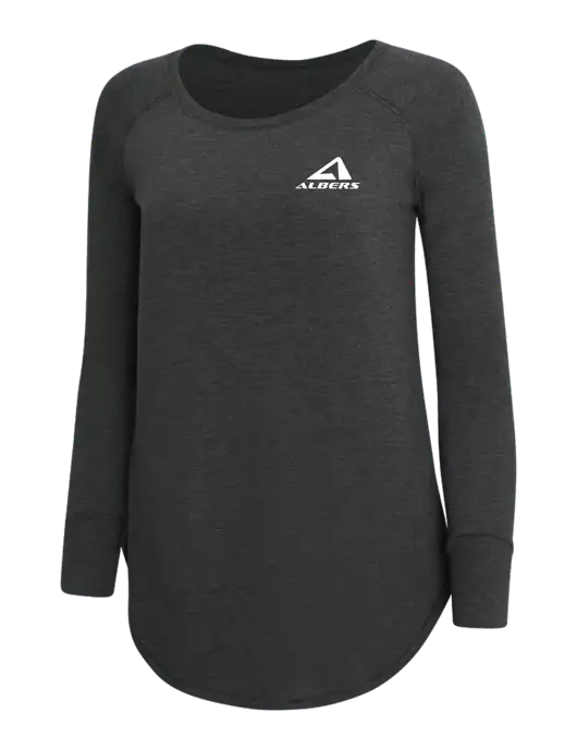 Womens Perfect Wide Collar Tunic Tri-Blend Black Frost 4.5 oz T-Shirt w/Albers Aerospace Logo
