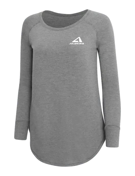 Womens Perfect Wide Collar Tunic Tri-Blend Grey Frost 4.5 oz T-Shirt w/Albers Aerospace Logo