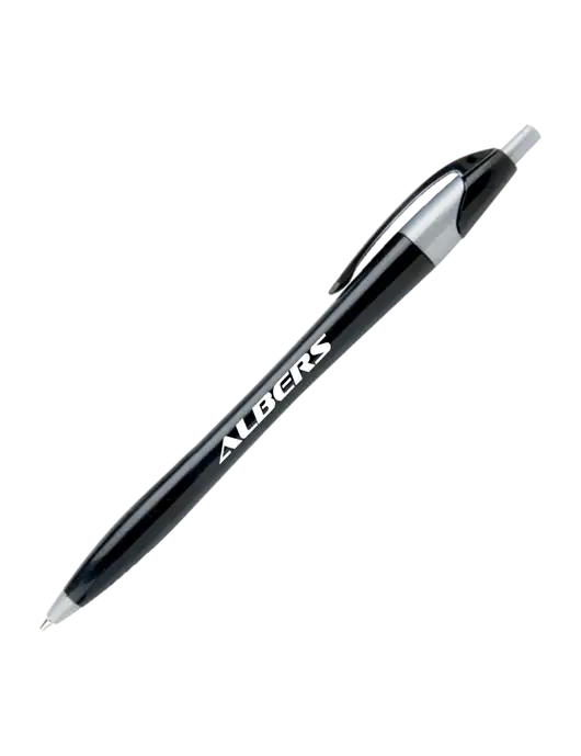 Novella Black/Silver Corporate Pen - Blue Ink w/Albers Aerospace Logo