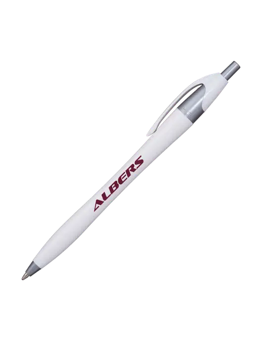 Novella White/Silver Shimmer Pen - Blue Ink w/Albers Aerospace Logo