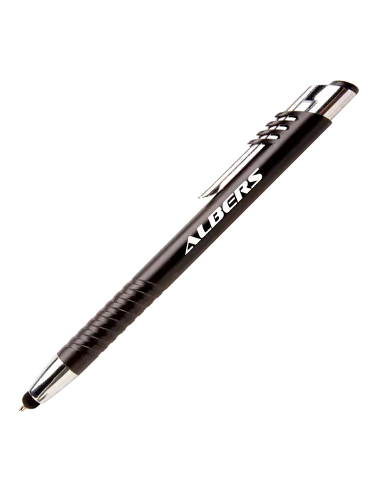 Schirhart Black Stylus Pen - Blue Ink w/Albers Aerospace Logo
