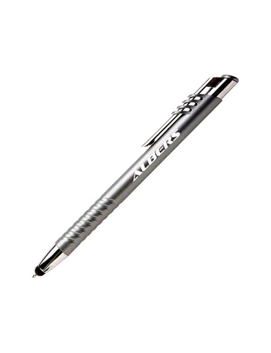 Schirhart Grey Stylus Pen - Blue Ink w/Albers Aerospace Logo