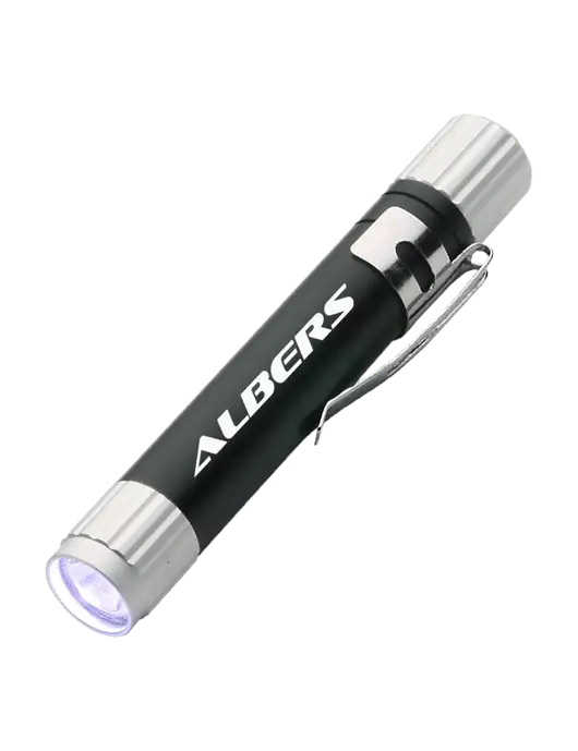 Black Aluminum LED Penlight w/Albers Aerospace Logo